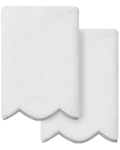 Linum Home Textiles 100% Turkish Cotton Adornia Scallop 2pc Fingertip Towel  Set