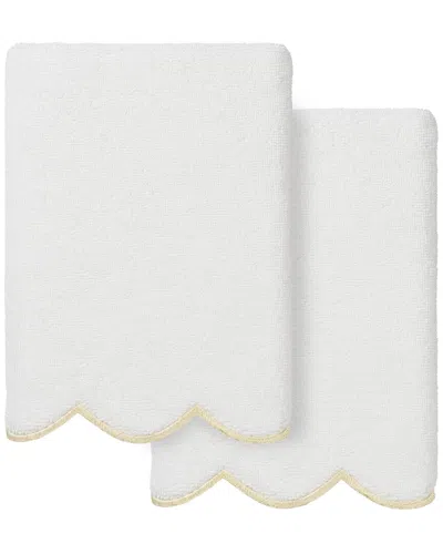 Linum Home Textiles 100% Turkish Cotton Adornia Scallop 2pc Hand Towel Set