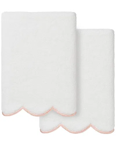 Linum Home Textiles 100% Turkish Cotton Adornia Scallop 2pc Hand Towel Set