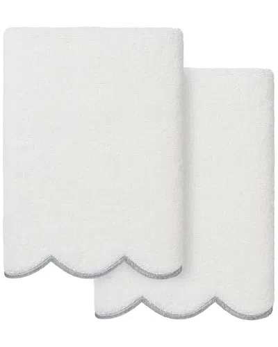 Linum Home Textiles 100% Turkish Cotton Adornia Scallop 2pc Hand Towel Set