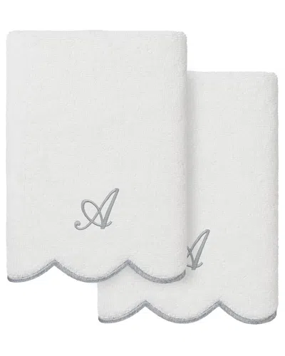 Linum Home Textiles 100% Turkish Cotton Adornia Scallop 2pc Personalized Hand  Towel Set In Animal Print