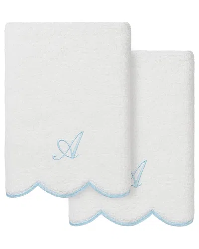 Linum Home Textiles 100% Turkish Cotton Adornia Scallop 2pc Personalized Hand  Towel Set In White