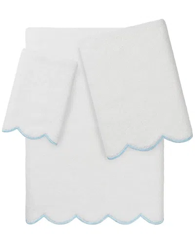 Linum Home Textiles 100% Turkish Cotton Adornia Scallop 3pc Towel Set In Blue