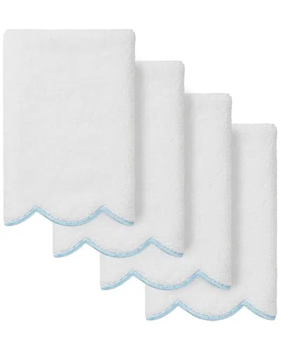 Linum Home Textiles 100% Turkish Cotton Adornia Scallop 4pc Fingertip Towel  Set In White