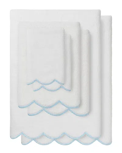 Linum Home Textiles 100% Turkish Cotton Adornia Scallop 6pc Towel Set In Blue