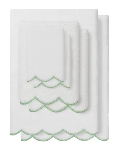 Linum Home Textiles 100% Turkish Cotton Adornia Scallop 6pc Towel Set In White