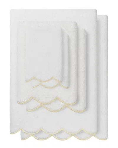 Linum Home Textiles 100% Turkish Cotton Adornia Scallop 6pc Towel Set In White