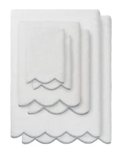 Linum Home Textiles 100% Turkish Cotton Adornia Scallop 6pc Towel Set In White