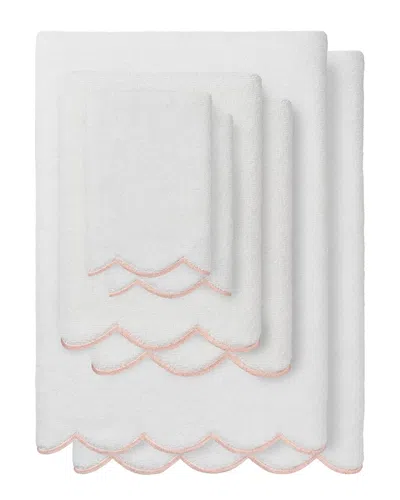Linum Home Textiles 100% Turkish Cotton Adornia Scallop 6pc Towel Set In White
