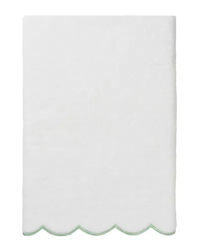 Linum Home Textiles 100% Turkish Cotton Adornia Scallop Bath Towel In White/green