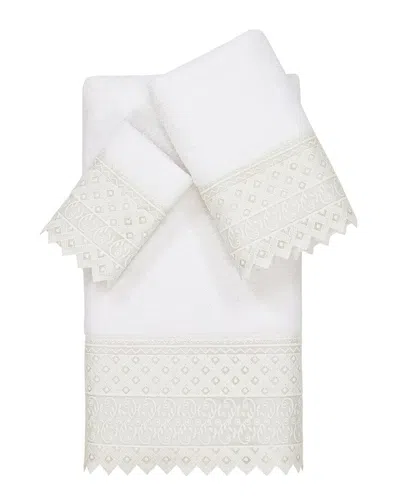 Linum Home Textiles 100% Turkish Cotton Aiden 3pc White Lace Embellished Towel Set