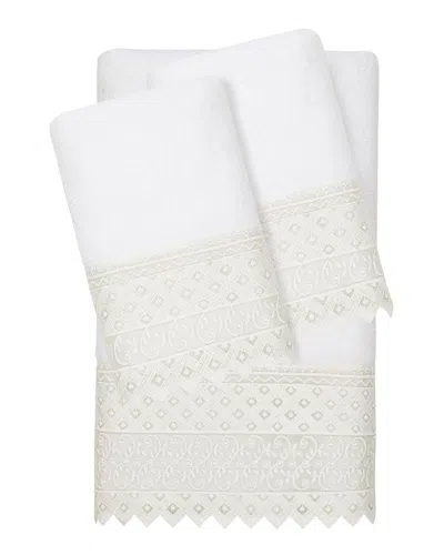 Linum Home Textiles 100% Turkish Cotton Aiden 3pc White Lace Embellished Towel Set
