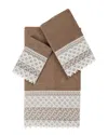 Linum Home Textiles 100% Turkish Cotton Arian 3pc Cream Lace Embellished Towel Set In Beige