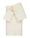 Linum Home Textiles 100% Turkish Cotton Aiden 3pc White Lace Embellished Towel Set In Cream