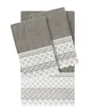 Linum Home Textiles 100% Turkish Cotton Aiden 3pc White Lace Embellished Towel Set In Gray