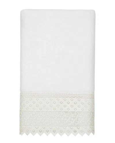 Linum Home Textiles 100% Turkish Cotton Aiden White Lace Embellished Bath Towel