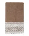 Linum Home Textiles 100% Turkish Cotton Aiden White Lace Embellished Bath Towel In Beige