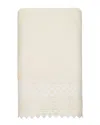 Linum Home Textiles 100% Turkish Cotton Aiden White Lace Embellished Bath Towel In Cream