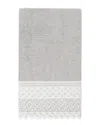Linum Home Textiles 100% Turkish Cotton Aiden White Lace Embellished Bath Towel In Gray