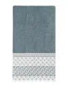 Linum Home Textiles 100% Turkish Cotton Aiden White Lace Embellished Bath Towel In Teal