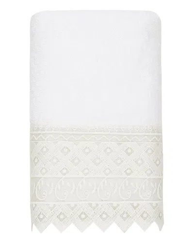 Linum Home Textiles 100% Turkish Cotton Aiden White Lace Embellished Hand Towel