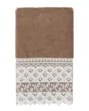 Linum Home Textiles 100% Turkish Cotton Aiden White Lace Embellished Hand Towel In Beige