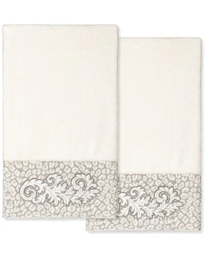 Linum Home Textiles 100% Turkish Cotton April 2pc Embellished Bath Towel Set In Neutral