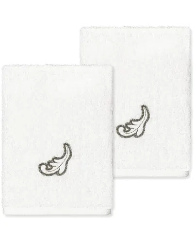 Linum Home Textiles 100% Turkish Cotton April 2pc Embellished Washcloth Set In White