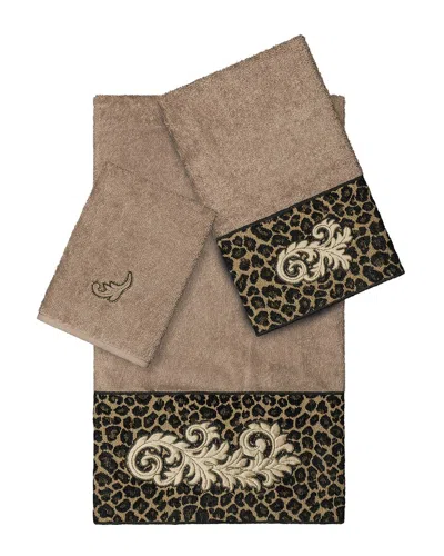 Linum Home Textiles 100% Turkish Cotton April 3pc Embellished Towel Set In Neutral