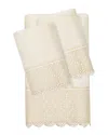 Linum Home Textiles 100% Turkish Cotton Arian 3pc Cream Lace Embellished Towel Set In Cream