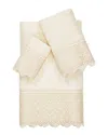 Linum Home Textiles 100% Turkish Cotton Arian 3pc Cream Lace Embellished Towel Set In Cream