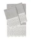 Linum Home Textiles 100% Turkish Cotton Arian 3pc Cream Lace Embellished Towel Set In Gray