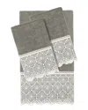 Linum Home Textiles 100% Turkish Cotton Arian 3pc Cream Lace Embellished Towel Set In Gray