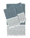Linum Home Textiles 100% Turkish Cotton Arian 3pc Cream Lace Embellished Towel Set In Teal