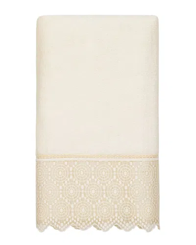 Linum Home Textiles 100% Turkish Cotton Arian Cream Lace Embellished Bath Towel