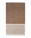 Linum Home Textiles 100% Turkish Cotton Arian Cream Lace Embellished Bath Towel In Beige