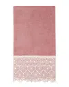 Linum Home Textiles 100% Turkish Cotton Arian Cream Lace Embellished Bath Towel In Pink
