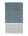 Linum Home Textiles 100% Turkish Cotton Arian Cream Lace Embellished Bath Towel In Teal