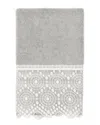 Linum Home Textiles 100% Turkish Cotton Arian Cream Lace Embellished Bath Towel In Gray