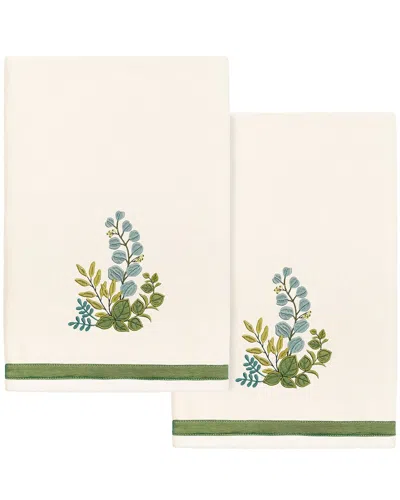 Linum Home Textiles 100% Turkish Cotton Botanica 2pc Embellished Bath Towel  Set In Neutral