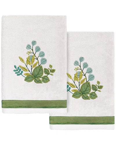 Linum Home Textiles 100% Turkish Cotton Botanica 2pc Embellished Hand Towel  Set In Multi