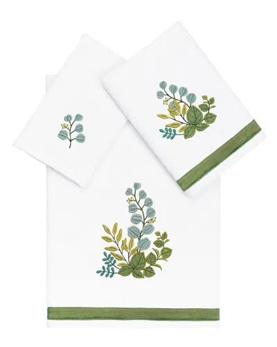 Linum Home Textiles 100% Turkish Cotton Botanica 3pc Embellished Towel Set In Multi