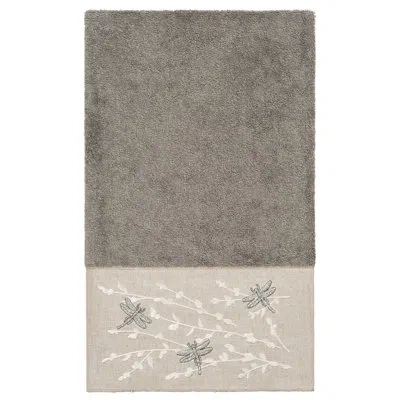 Linum Home Textiles 100% Turkish Cotton Braelyn Bath Towel In Dark Gray