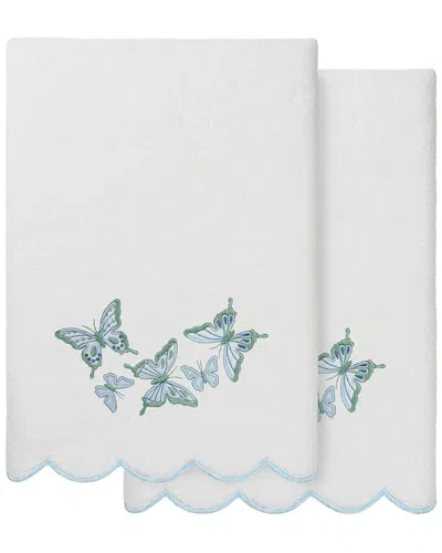 Linum Home Textiles 100% Turkish Cotton Britney Scallop 2pc Embellished Bath  Towel Set In Multi