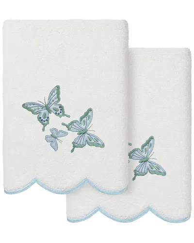 Linum Home Textiles 100% Turkish Cotton Britney Scallop 2pc Embellished Hand  Towel Set In Multi