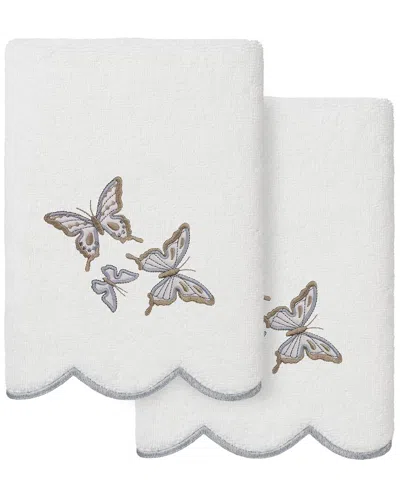 Linum Home Textiles 100% Turkish Cotton Britney Scallop 2pc Embellished Hand  Towel Set In Multi