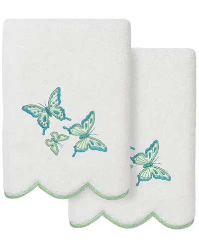 Linum Home Textiles 100% Turkish Cotton Britney Scallop 2pc Embellished Hand  Towel Set In White