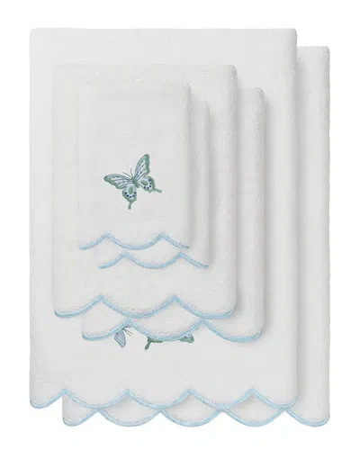 Linum Home Textiles 100% Turkish Cotton Britney Scallop 6pc Embellished Towel  Set In Blue