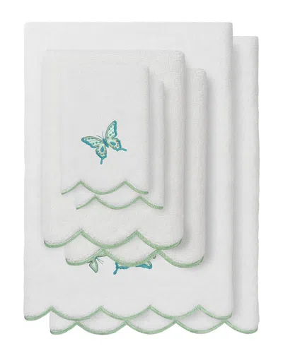 Linum Home Textiles 100% Turkish Cotton Britney Scallop 6pc Embellished Towel  Set In Green