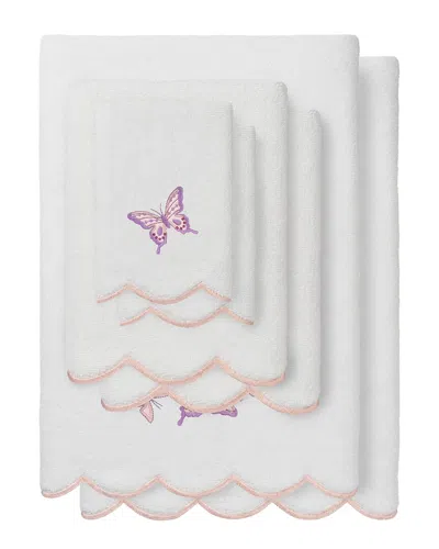 Linum Home Textiles 100% Turkish Cotton Britney Scallop 6pc Embellished Towel  Set In Pink